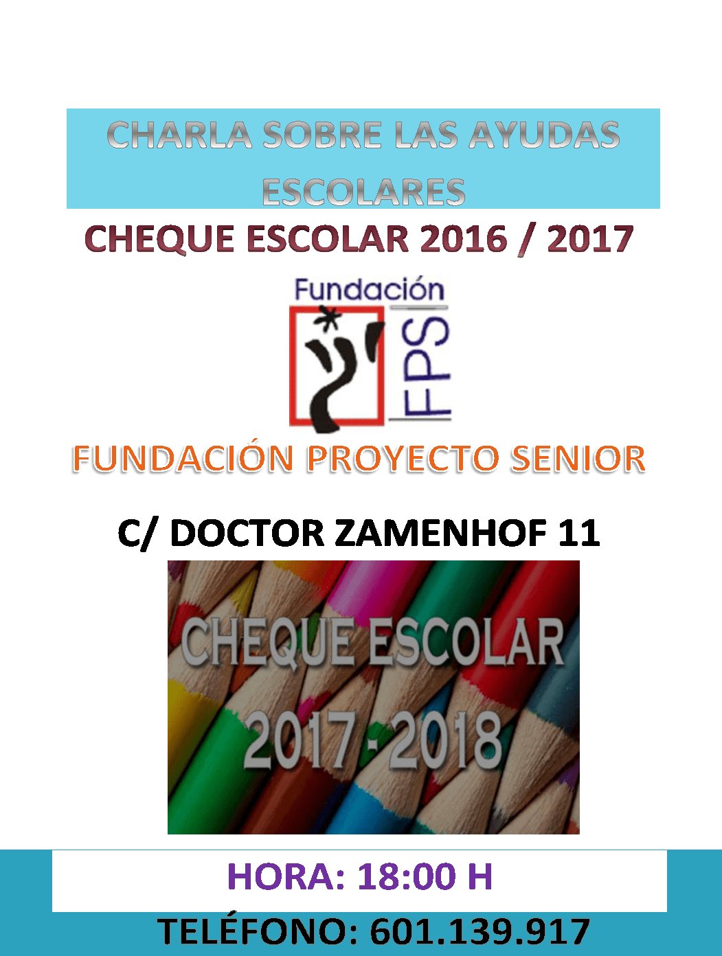CARTEL CHARLA CHEQUE ESCOLAR